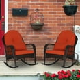 thumbnail image 1 of Gymax 2 Pcs Chaise Berçante en Rotin pour Patio Mobilier d'Extérieur avec Coussin, 1 of 7