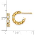 thumbnail image 2 of 925 Sterling Silver Gold-tone Cubic Zirconia Hoop Earrings 13.5x12.5mm Wide 3.5mm Thick Hoop Earring for Women, 2 of 2
