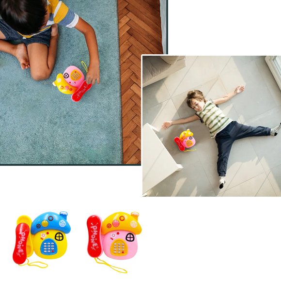 SIfdSeng Jouet Téléphone pour Bébé Dessin Animé Téléphone Fixe Simulé Téléphone Intelligent à Tirer Fonction Appel Jouer Piano Éducation Précoce Musique Apprendre Frapper Hamster Jouets d'Éveil pour Enfants Stimulation Cérébrale Cadeau Créatif