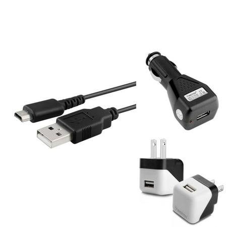 Insten Black USB Car+Travel AC Charger Adapter+USB Charging Cable For Nintendo DS Lite