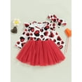 thumbnail image 2 of Bagilaanoe Toddler Baby Girl Valentine's Day Dress Heart Print Ruffle Long Sleeve A-line Princess Dresses + Headband 6M 9M 12M 18M 24M 3T Kid Patchwork Tulle Skirt, 2 of 7