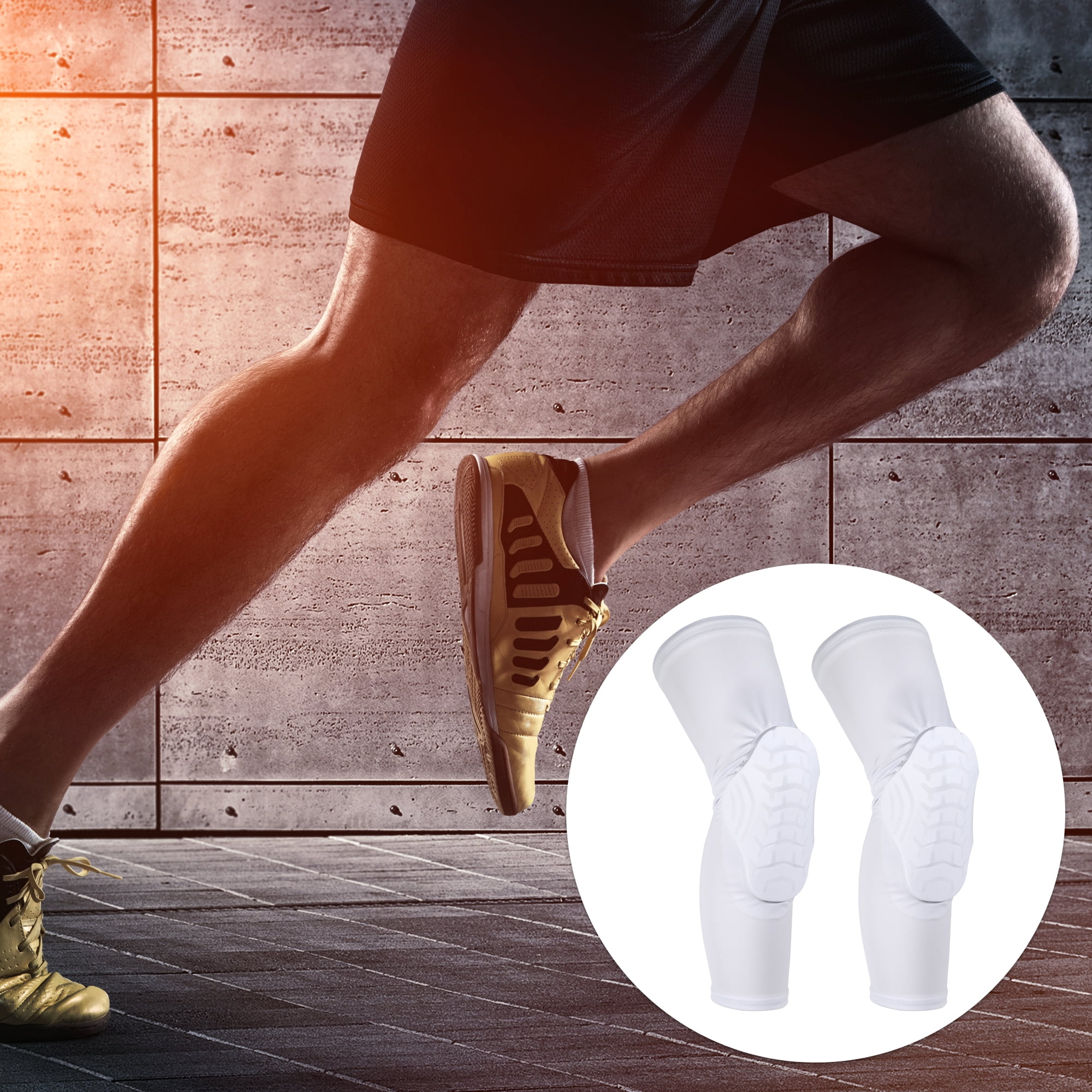 Unique Bargains 1 Pair Knee Brace Protection Sponge Knee Pads Breathable Knee Support for Men and Women White Size L