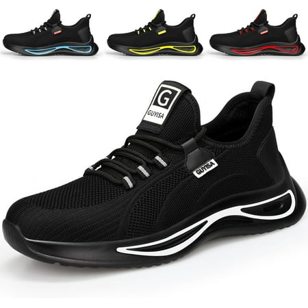 Steel Toe Shoes for Men Women Breathable Work Shoes for Men Lightweight Steel Toe Sneakers for Men Comfort Black Mens Safety Shoes Indestructible Working Shoes