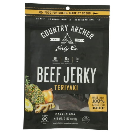 Country Archer Teriyaki Beef Jerky, 3 Oz, Pack Of 12