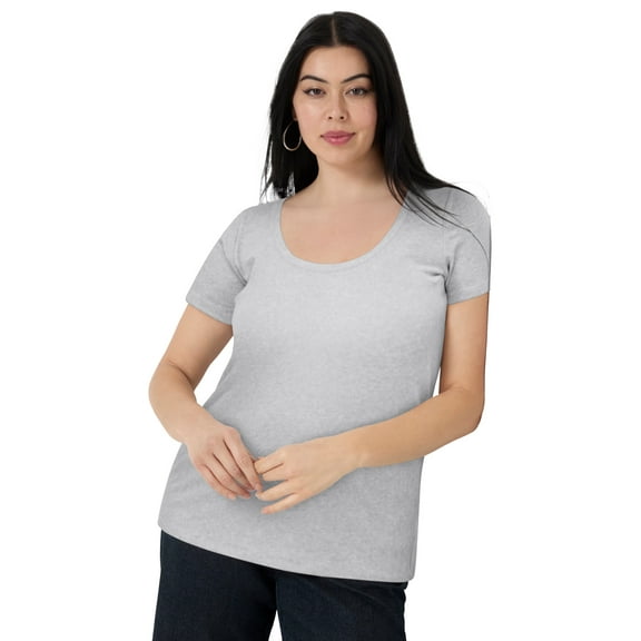 June & Vie Women's Plus Size Ribbed Scoopneck Top