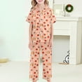 thumbnail image 5 of Girls Pajamas 3 Piece Button-Down Pjs Short Sleeve Top Shorts & Long Pants Cute Cartoon Valentine's Day Pajama Sets Nightwear Loungewear for 4t-15years Nighty for Teens, 5 of 5