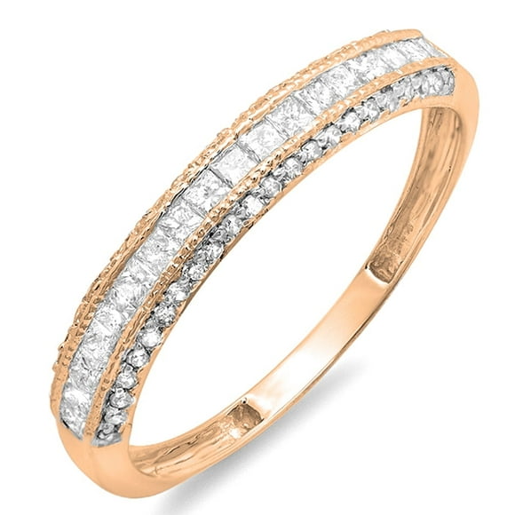 Dazzlingrock Collection 0.45 Carat (ctw) 14K Diamond Ladies Wedding Matching Band Stackable Ring, Rose Gold, Size 9.5