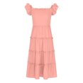 thumbnail image 5 of lcziwo Summer Dresses for Girls Ruffle Sleeve Maxi Sundress Tiered A Line Casual Swing Dress Pink 11 Years, 5 of 8