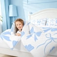 thumbnail image 3 of meiyoeat Blue Lovely Bow Full Size Comforter Sets For Girls,Dreamy Princess Bowknot Bedding Comforter Set For Kids,Reversible,3-Piece, 3 of 7