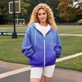 thumbnail image 7 of Women's Gradient Color Zipper Hoodie, Half Zip Stand Collar Pullover with Pocket, Oversized Casual Long Sleeve Sweatshirt for Streetwear, Daily Wear and Outdoor Activities Blue XXXL, 7 of 7
