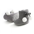 thumbnail image 5 of Baby Girls Non-slip Snow Boots Newborn Soft Sole Cute Pompom Crib Shoe First Walkers, Gray, 5 of 6