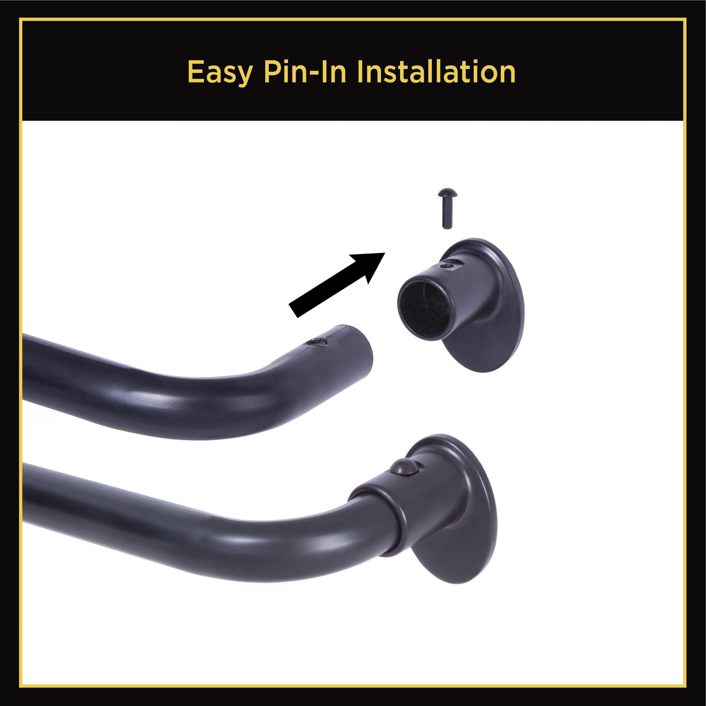 Lunar Complete Blackout Room Darkening Steel Wrap Rod, 86-120" Adjustable Length, 5/8" Dia., Black