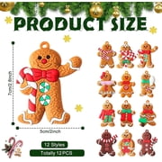BEEPRINCESS Christmas Ornaments,12-Piece Gingerbread Man Ornaments for Christmas Tree Decorations, 3 inch