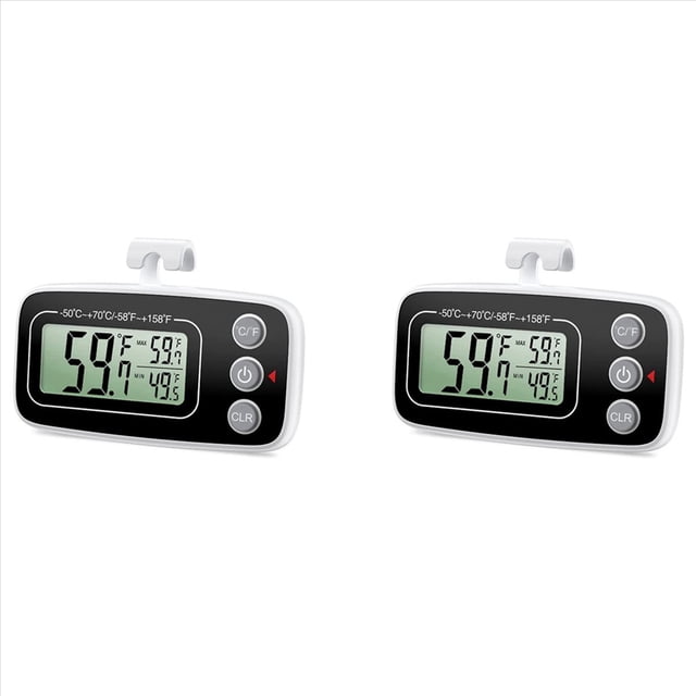 Fridge Thermometer, Digital Refrigerator Thermometer Waterproof Fridge Freezer Thermometer Monitor 2Pcs,2 * refrigerator thermometer,Black&White