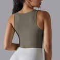 thumbnail image 4 of Women's Crop Tops Yoga Workout Sport Sleeveless Tops Quick Dry Slim Shaping Back Fitness Stretchy Tank Tops with Bra Dark Gray,S, 4 of 6