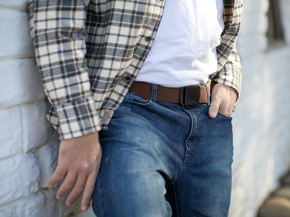 BETTA 1.5 Inch Wide Men/'s Elastic Stretch Belt with Adjustable Buckle