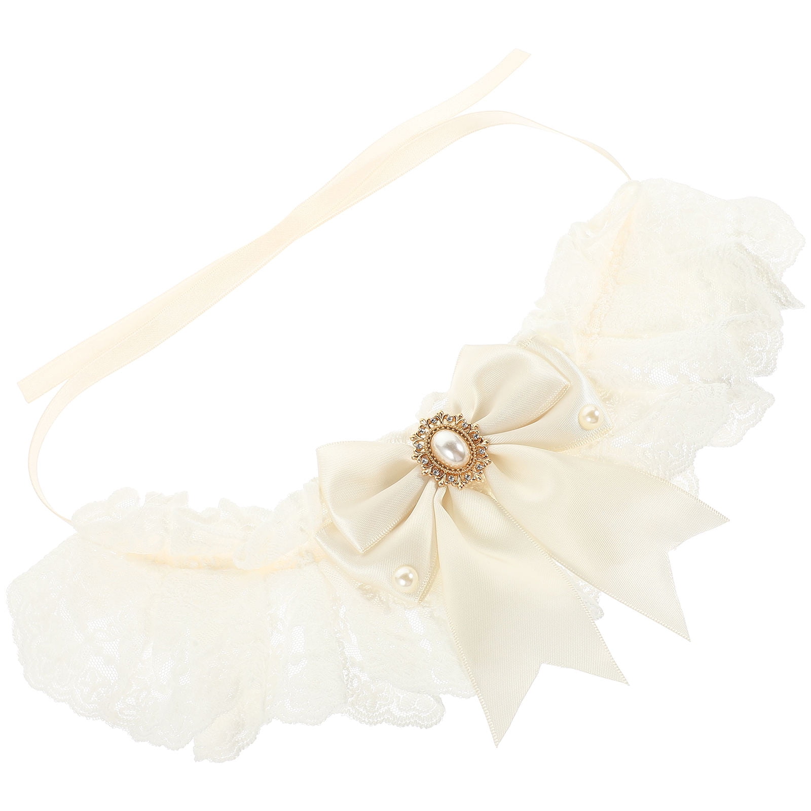 ELAYARD White Lace Dog Collar with Wedding Scarf Stylish Decorative Pet Neckwear for Special Occasions