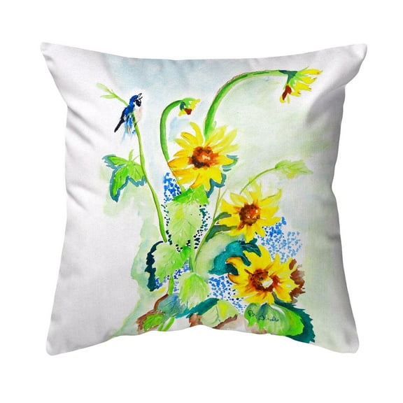 Betsy Drake KS1049 12 x 12 in. Sunflower & Bird Non-Corded Indoor & Outdoor Pillow