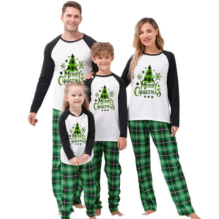 

Holiday Christmas Pajamas Family Matching Pjs Set Xmas Tree Printed Jammies for Couples Youth