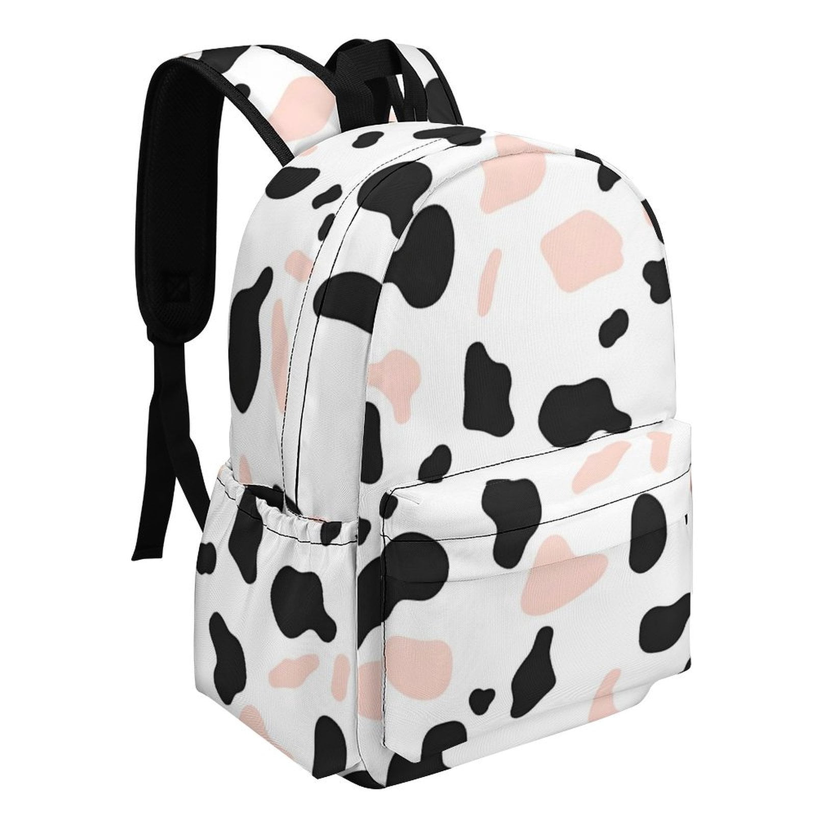 Large Capacity Half Print Backpack 11.8×16.5×5.9in Multifunctional Zipper Design Convenient Switch Simple Cow-print Pattern1_2