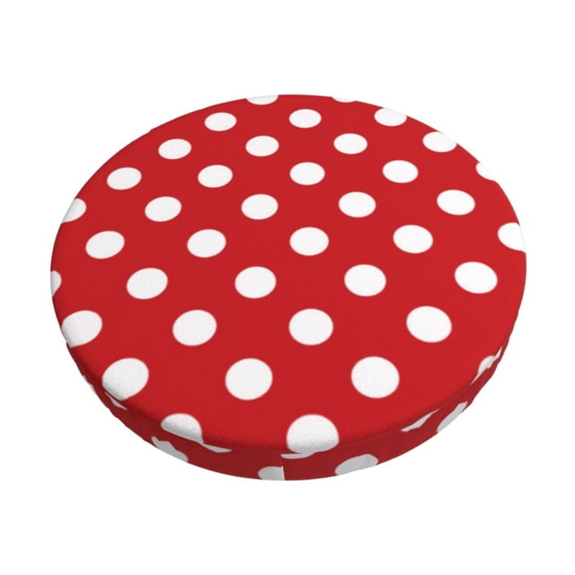 Easygdp Red Polka Dot Print Easy To Install Bar Stool Covers&Stool Covers Round&Elastic Stool Cover, Barstool Covers,Washable&Bottom With Elastic Edge-12 inch