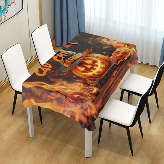 BZSMCE Square Tablecloth Happ Halloween Pumpkin Pattern Tableclothes