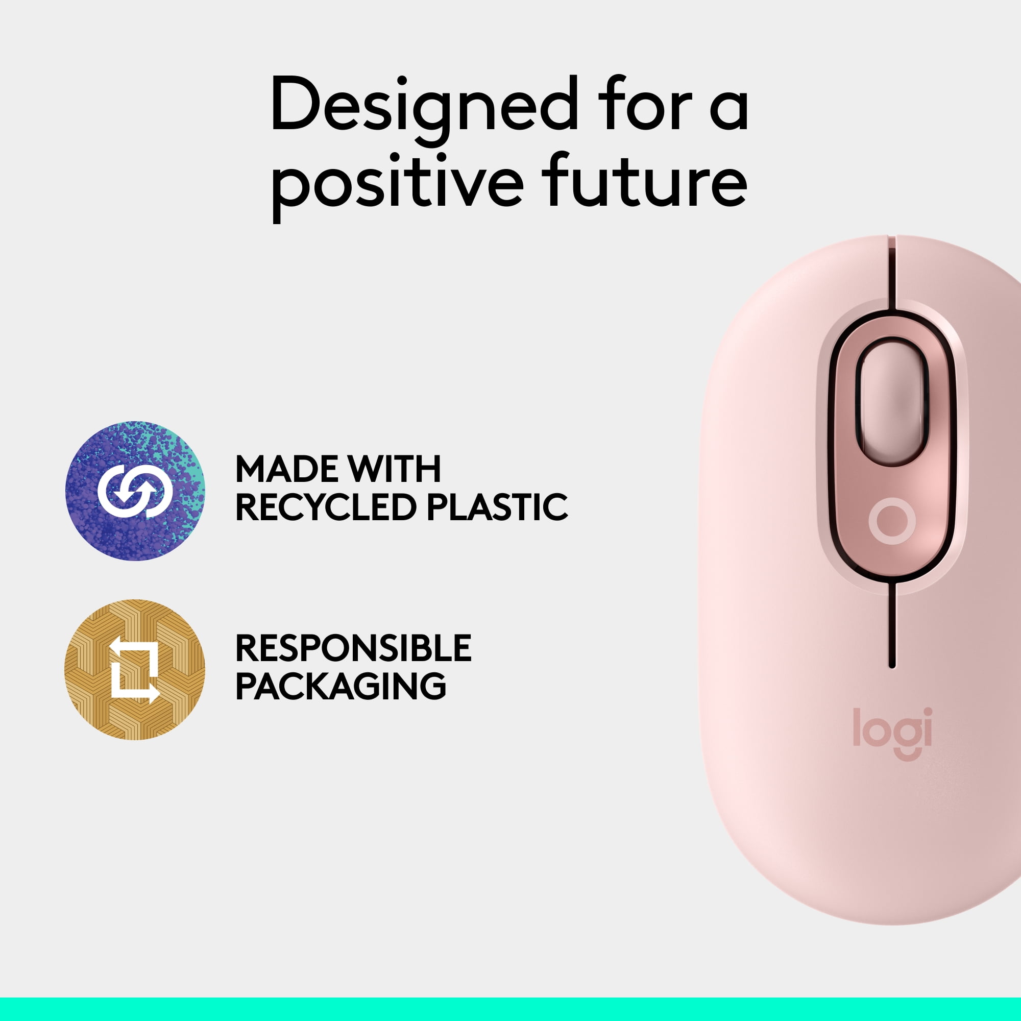 Logitech POP Mouse, Compact and Portable Wireless Bluetooth Mouse With Programmable Buttons, Rose