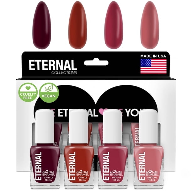 Colección – Juego de 4 piezas: Larga duración, secado rápido, esmalte de uñas de brillo espejo – endurecedor, acabado brillante y brilla