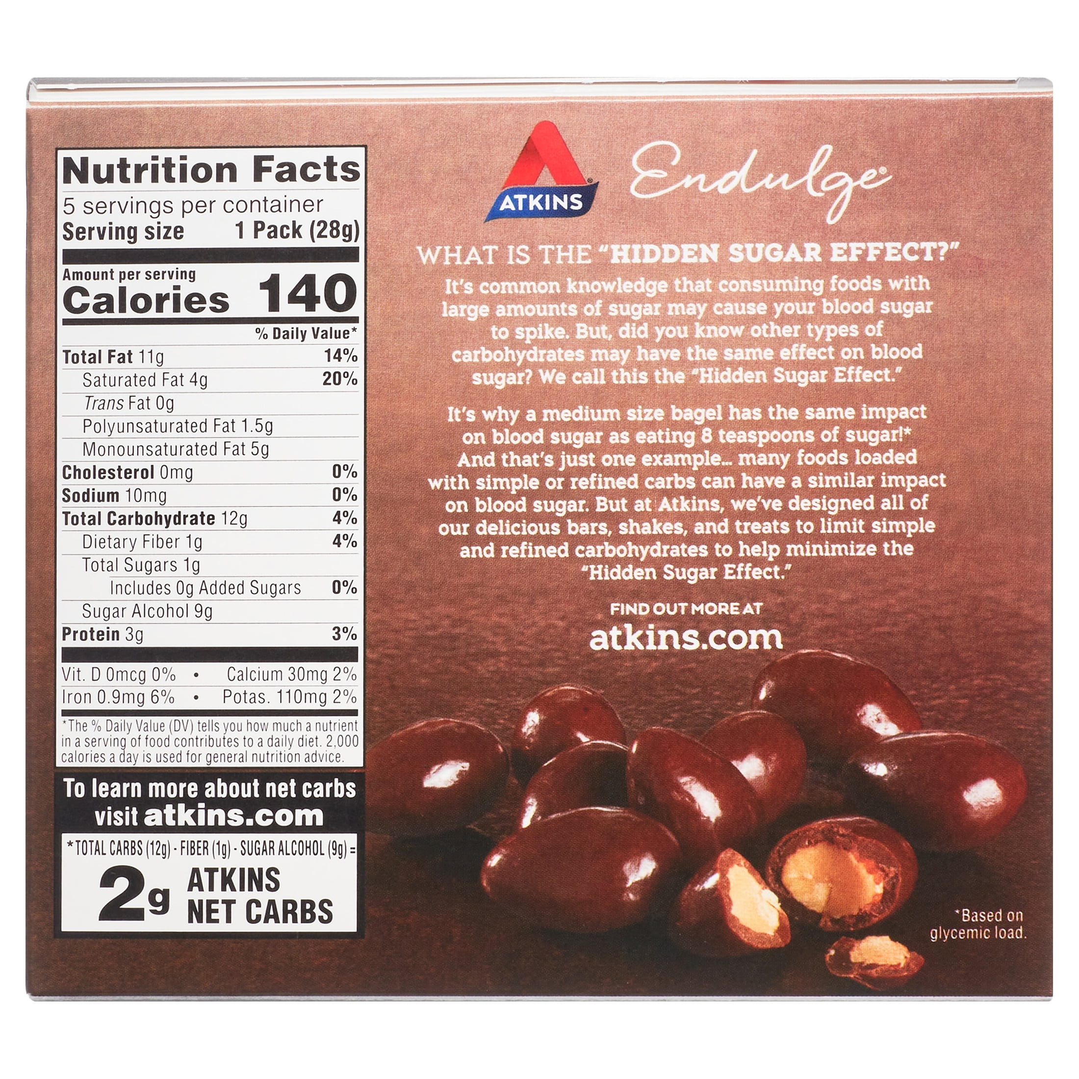 Atkins Endulge Treat, Chocolate Covered Almonds, Keto Friendly, 4/5ct Boxes