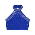 thumbnail image 5 of Sxiwei Kids Girls Shiny Rhinestones Halter Neck Vest Top Ballet Latin Modern Dance Performance Costume Blue 8, 5 of 5