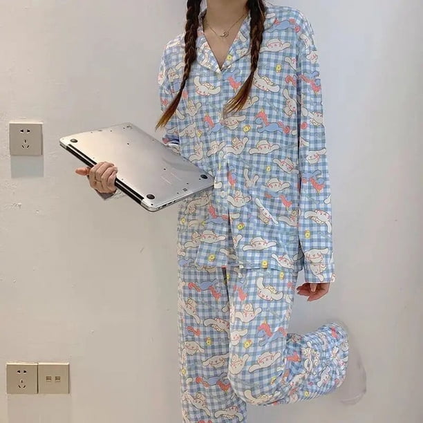 Pijama de punto de Pochacco con pompón para niña, traje de ropa para el hogar, bonito, Kawaii, Sanrio, Kuromi, Cinnamoroll, regalo de navidad