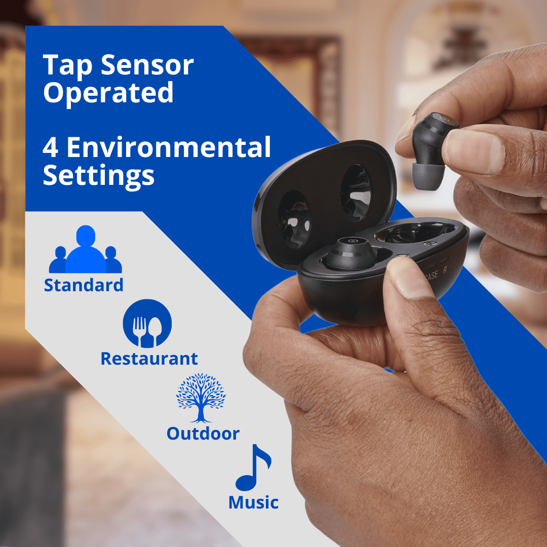 Medline Rechargeable OTC In-The-Ear Hearing Aid, Black, Adjustable Volume