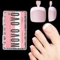 thumbnail image 1 of TRAHOO-Fake Toe Nail Tips Press on, French Tip Soft Gel Toenail Extension, LIGHT PINK Square Round Pre-applied Tip Primer & Base Coat, Full Cover Matte False Nails for DIY x 15 Sizes 360Pcs, 1 of 4