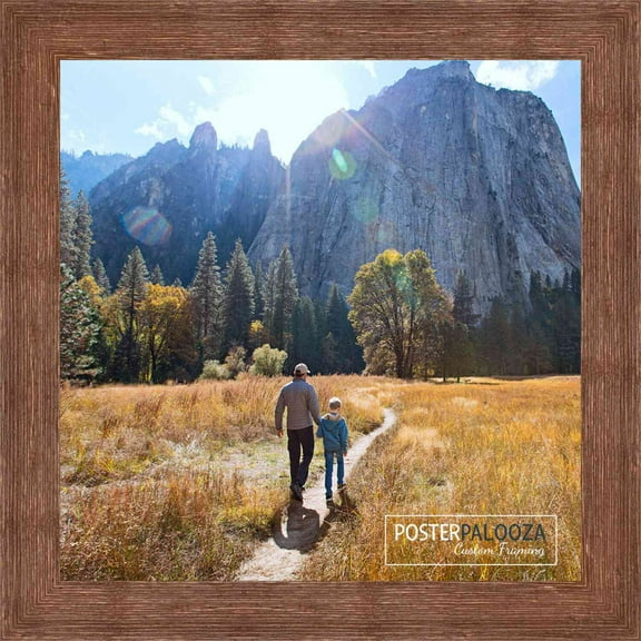 8x8 Brown Rustic Wide Barnwood Picture Frame - UV Acrylic, Foam Board Backing, Hanging Hardware