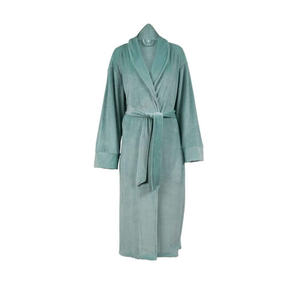 Women's Plush Velour Bathrobe, Soft Warm Loungewear, Full-Length, Small, Green