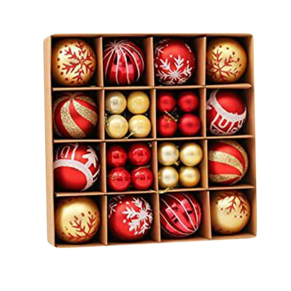 LSLJS Christmas Tree Ball Ornaments Gift Box Set,44 Pcs 2.36" Shatterproof Glitter Multi-style Hanging Ball Bauble Sphere, Colorful Christmas Theme Pendant Christmas Decorations for Wedding Party