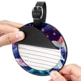 thumbnail image 2 of Starry Unicorn Set of 2pcs PU Leather Round Suitcase Tags with Privacy Cover and Name ID Tag - Ideal for Travel Luggage, Handbags, Backpacks, School Bags, 2 of 6