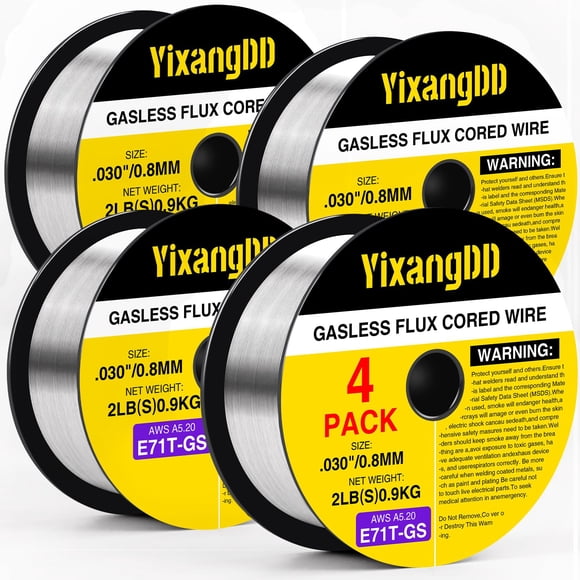 Alambre de soldadura Flux Core YixangDD E71T-GS de 0,030 pulgadas, paquete de 4 unidades, 2 kg