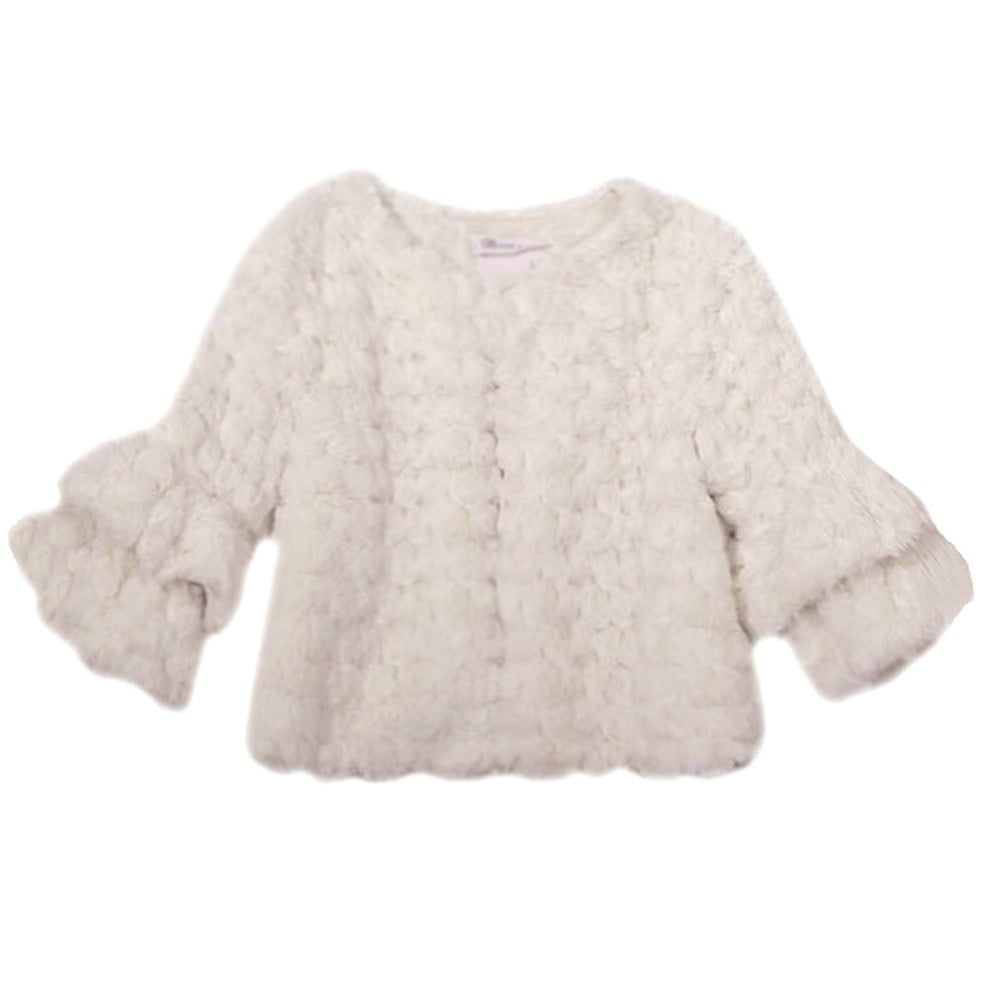 Bonnie Jean Girls Beige Swirl Faux Fur 