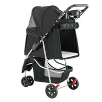 Pet Cart / Stroller for Cats & Dogs — Foldable Wheeled Carrier with Mesh Windows & Removable Pad