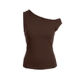 thumbnail image 4 of StSilkitty Womens One Shoulder Shirts Summer Solid Color Sleeveless Blouses Lightweight Soft Comfy Tops, 4 of 5