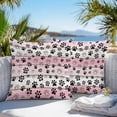 thumbnail image 4 of Outdoor Pillow Cover Paw Print Set of 2 Waterproof Throw Pillowcases Animal Pink Wood Grain Decorative Patio Furniture Pillows for Couch Garden Indoor & Outdoor Use, 4 of 9
