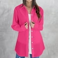 thumbnail image 3 of Oversized Button Down Shirts for Women, Yigetop Women Long Sleeve Solid Color Tops Long Loose Thin Plus Size Shirts Blouses Tops Button Up Shirt Women Hot Pink 2XL, 3 of 6