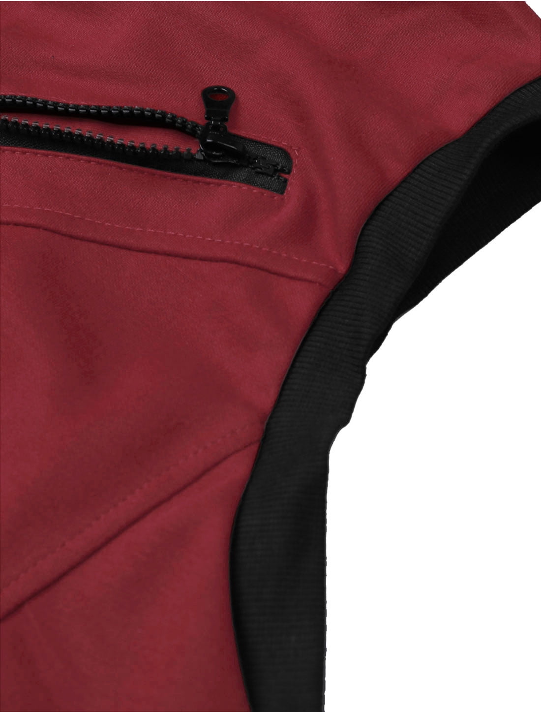 Unique Bargains Men's Sleeveless Zip Up Drawstring Hooded Vest 46 Burgundy