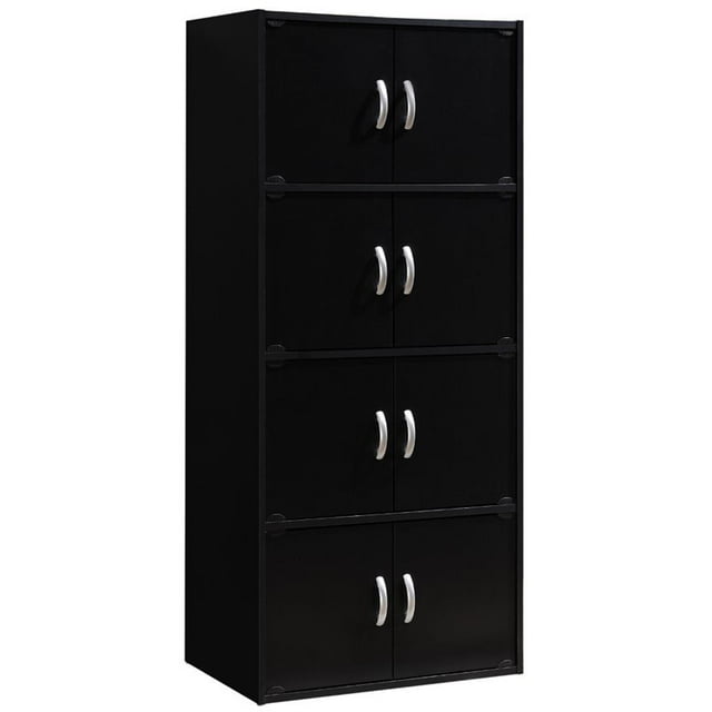 Pemberly Row Bibliothèque à 4 Tablettes et 8 Portes, Noire
