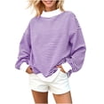 thumbnail image 6 of Women Oversized Sweatshirt Striped Mock Neck Long Sleeve Pullover Shirt Fall Winter Lounge Tops Women's Casual Pullover Comfortable Top, 6 of 7