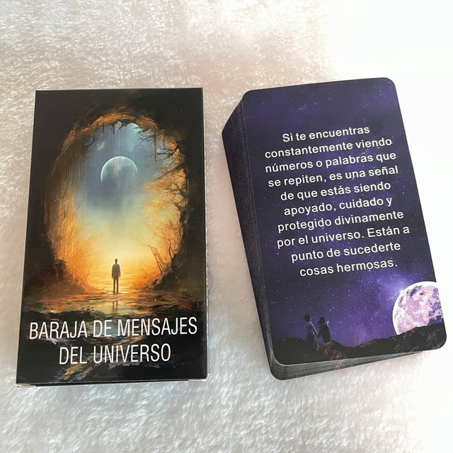 Cartas de Tarot de oráculo del universo, mensaje en español, 54 cartas de cielo estrellado de alta calidad, hermoso juego de mesa de Runas de adivinación