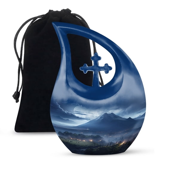 JAGSHASHI Mountaurn For Cremations - Urns Ashes Adult Female - Large Cremation Urns - Funeral Urns For Adult Ashes Men - 10 Inch With Velvet Bag - Cremation Urn Set - Funeral Urns For Ashes
