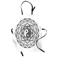 thumbnail image 1 of Black and White Apron, Mandala Flower Petals Composition with Harmonious Nature Themed Motif, Unisex Kitchen Bib with Adjustable Neck for Cooking Gardening, Adult Size, Black and White, by Ambesonne, 1 of 4