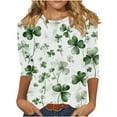 thumbnail image 5 of Odbmxy Shamrock Women T Shirts 3/4 Sleeve St. Patrick's Day Womens Shirts Plus Size Casual Party Loose Pullover Green Shirts, 5 of 5